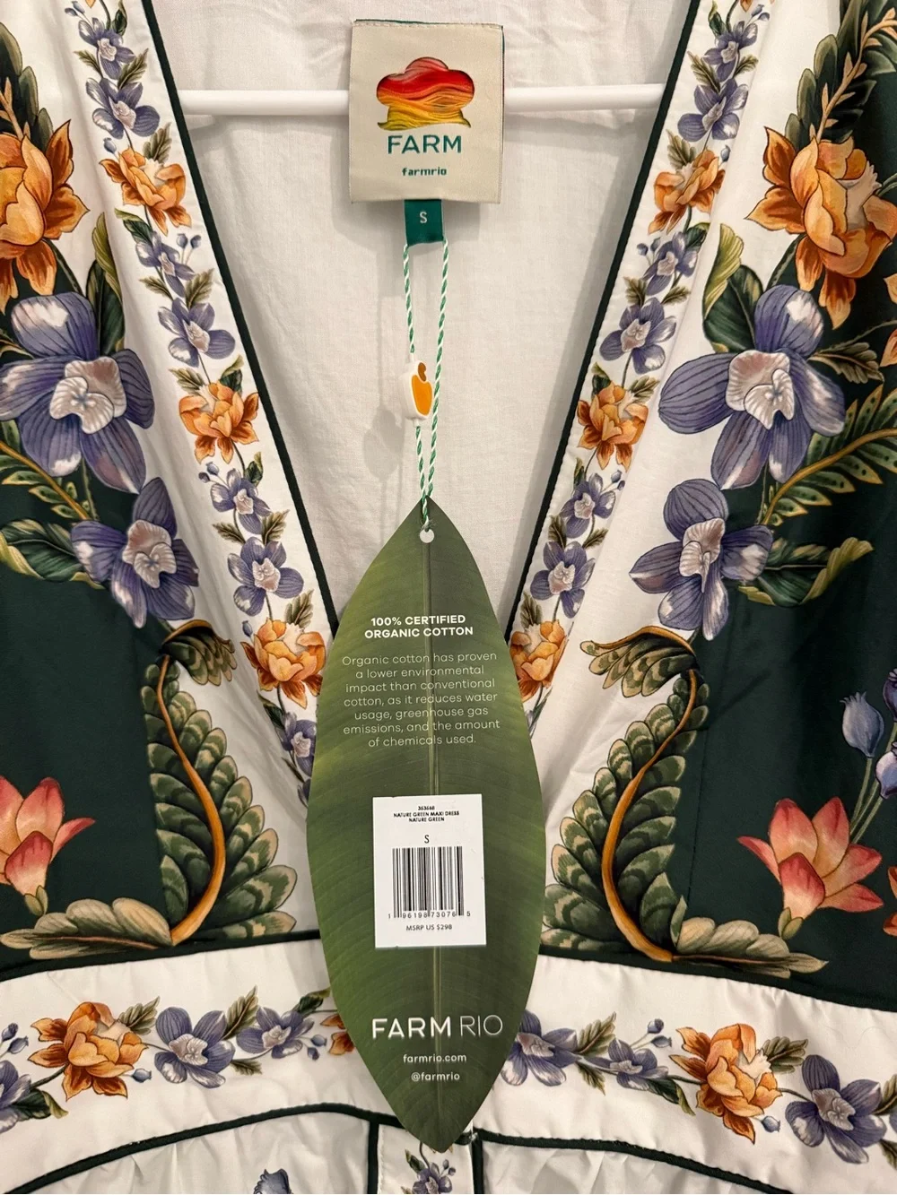 FARM Rio Green White Nature V-Neck Buttoned Floral Maxi Dress - Picture 7 of 10